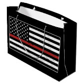 薄赤線USA国旗の消防署 ラージペーパーバッグ (裏面アングル)