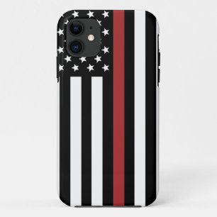 薄赤線USA国旗の消防署 iPhone 11 ケース