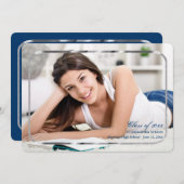 薄銀フレーム写真 卒業発表 案内状 (正面/裏面)