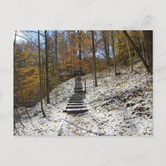 薄雪のヘムロックの断崖,インディアナ ポストカード (正面)
