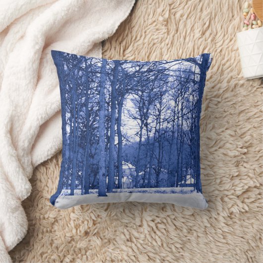 薄雪（青） クッション (ブランケット)