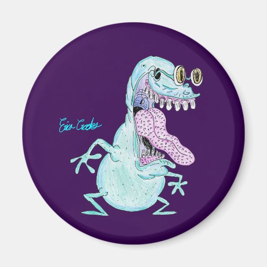 薄青いモンスター エイリアン カートゥーン マグネット (正面)