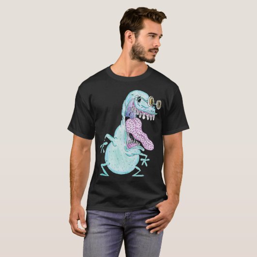 薄青いモンスター エイリアン キャラクター Tシャツ (正面フル)