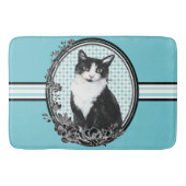 薄青い猫好きの浴室の敷物 バスマット (正面)