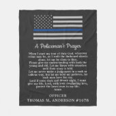 薄青い線の旗警察警察の祈りの言葉 フリースブランケット (正面)