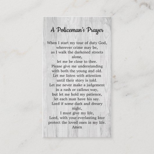 薄青い線の警察官の祈りの言葉 名刺 (正面)