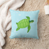薄青のウミガメ クッション (ブランケット)
