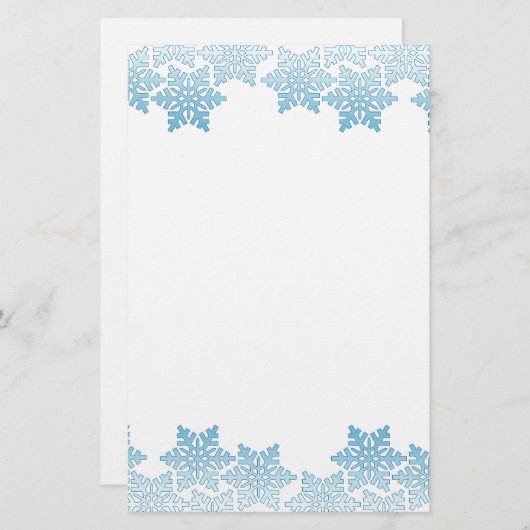 薄青スノーフレーク縁ど 便箋 (正面/裏面)