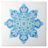 薄青メダリオンのセラミック装飾瓦 タイル (正面)