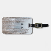 薄青モノグラムの空の冬の木 ラゲッジタグ (正面横)