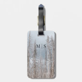 薄青モノグラムの空の冬の木 ラゲッジタグ (裏面縦)