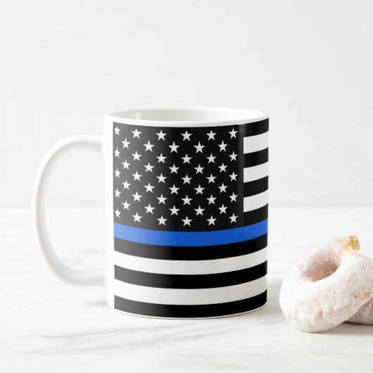 薄青ラインアメリカ国旗 コーヒーマグカップ (ドーナツ)