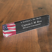 薄青ラインアメリカ国旗 デスクネームプレート (側面)