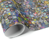 薄青ラインパッチコレクションラッピング紙 ラッピングペーパー (ロールコーナー)