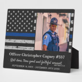 薄青ライン写真警察記念 フォトプラーク (側面)