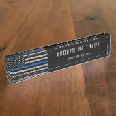 薄青ライン旗法執行警察官 デスクネームプレート (側面)