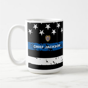 薄青ライン旗警察官 コーヒーマグカップ