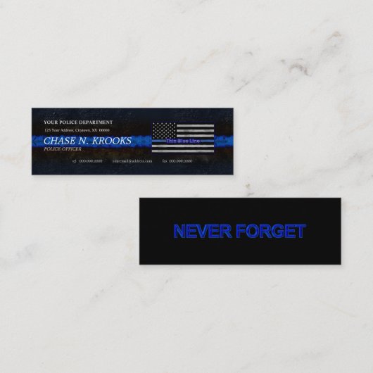 薄青ライン旗警察官 スキニー名刺 (正面/裏面)