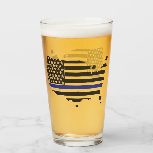薄青ライン警察サポート、アメリカ国旗の愛国心 タンブラーグラス (ドリンク正面)