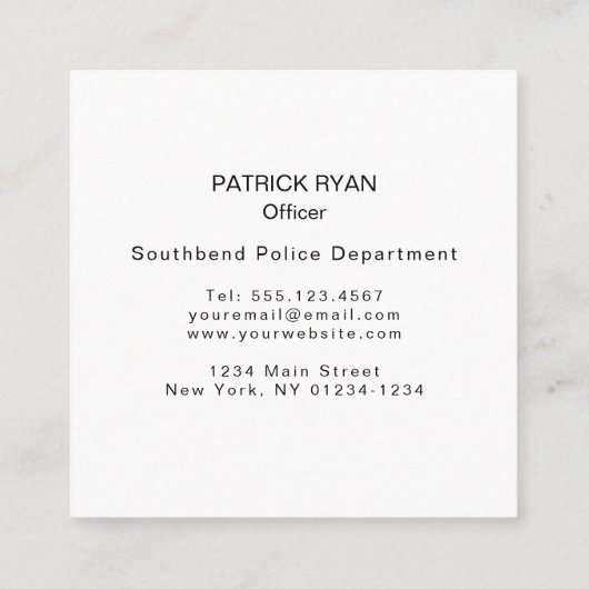 薄青ライン警察官米国国旗 スクエア名刺 (裏面)