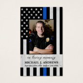 薄青ライン警察官記念祈りの言葉カード (正面)