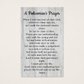 薄青ライン警察官記念祈りの言葉カード (裏面)