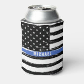 薄青ライン警察旗グランジパーソナライズされた 缶クーラー (缶裏面)