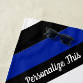 薄青ライン警察旗パーソナライズされた ビーチタオル (インサイチュ)