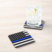 薄青ライン警察旗 コースター (右側)