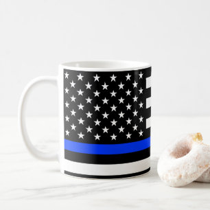 薄青ライン警察旗 コーヒーマグカップ