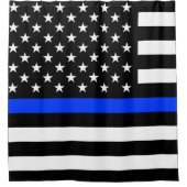 薄青ライン警察旗 シャワーカーテン (正面)