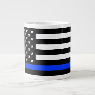 薄青ライン警察旗 ジャンボコーヒーマグカップ