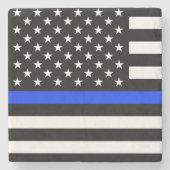 薄青ライン警察旗 ストーンコースター (正面)