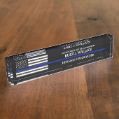 薄青ライン警察旗 デスクネームプレート (側面)