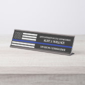 薄青ライン警察旗 デスクネームプレート (正面)