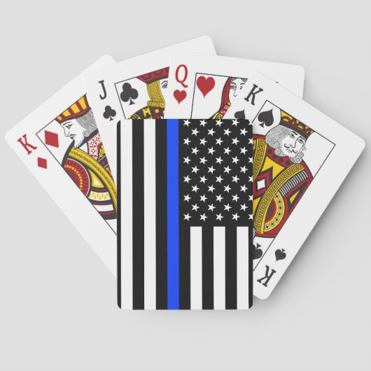 薄青ライン警察旗 トランプ (裏面)