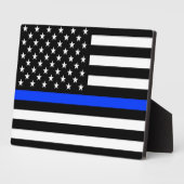 薄青ライン警察旗 フォトプラーク (側面)