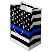 薄青ライン警察旗 ミディアムペーパーバッグ (裏面アングル)