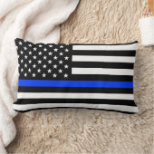 薄青ライン警察旗 ランバークッション (ブランケット)