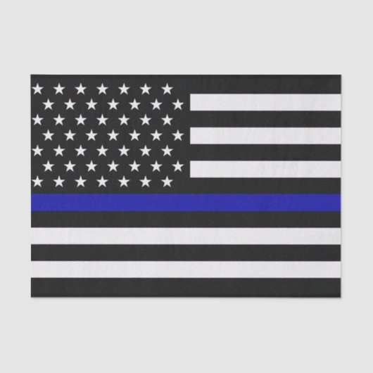 薄青ライン警察旗 薄葉紙 (正面)