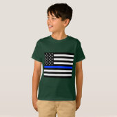 薄青ライン警察旗 Tシャツ (正面フル)