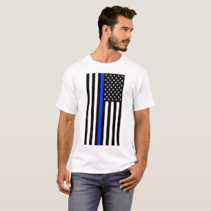 薄青ライン警察旗 Tシャツ