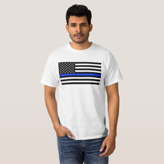 薄青ライン警察旗 Tシャツ (正面フル)