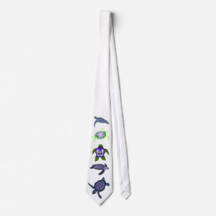 薄青紫色のHonuのウミガメの整列のタイ ネクタイ