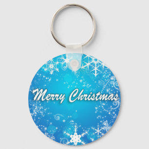 薄青色の陽気なクリスマス キーホルダー