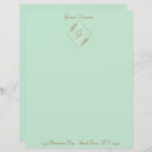 薄青色パーソナライズされた文房具シート (正面/裏面)