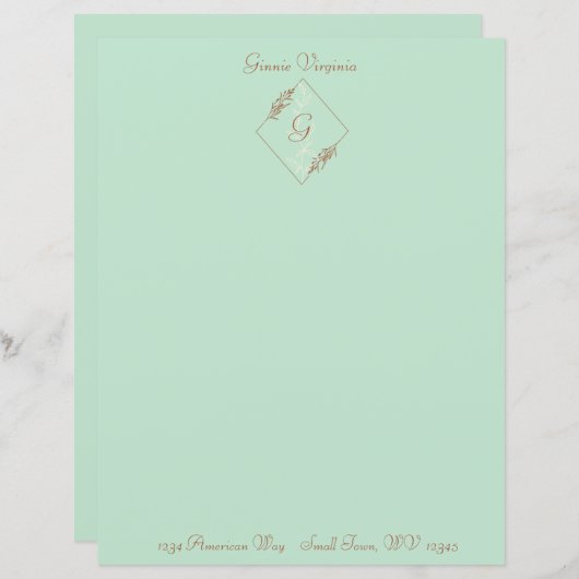 薄青色パーソナライズされた文房具シート (正面/裏面)