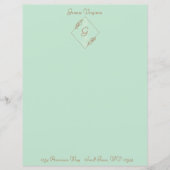 薄青色パーソナライズされた文房具シート (正面)