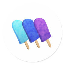 薄青、青、紫の氷のポップ