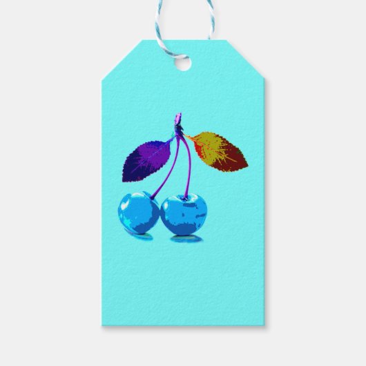 薄鮮やか色さくらんぼ培地 ギフトタグ (正面)